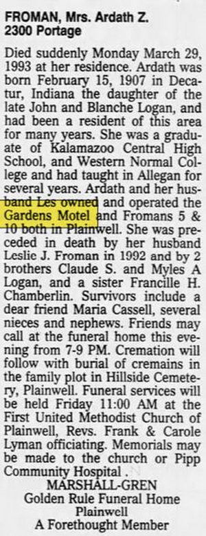 The Gardens Motel (Garden Motel) - Mar 31 1993 Article